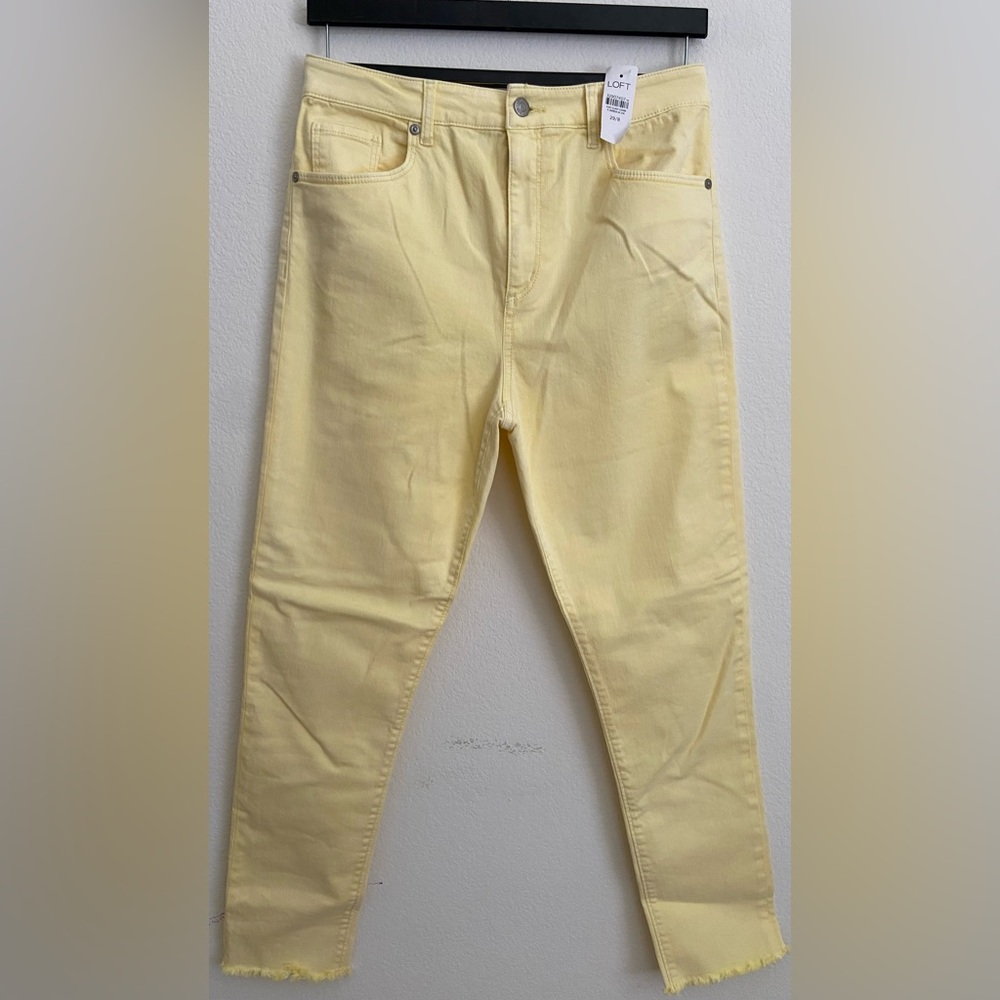 NEW loft Shimmer High Rise Skinny Jeans in yellow size 8r